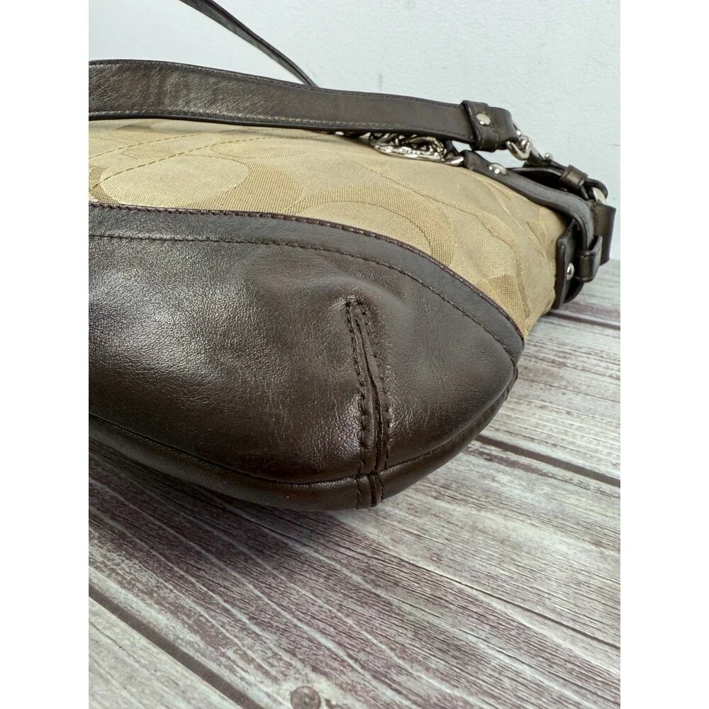 COACH F19730‎ Signature Chain Brown Beige Convertible Crossbody Shoulder bag
